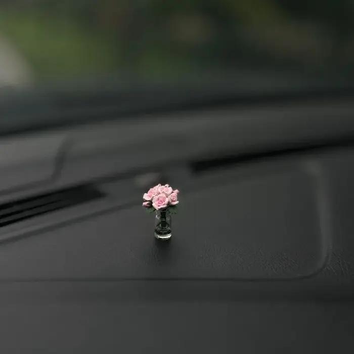 Mini Vase à roses et tournesol, décoration intérieure de voiture mignonne, ornements de décoration p