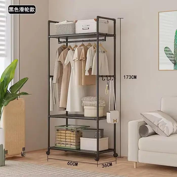 Porte-manteau multifonctionnel avec cintres, étagère de rangement multi-niveaux pour vêtements, orga