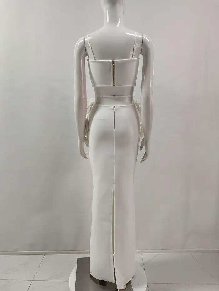 Robe longue à bandes pour femmes, couleur noir et blanc, Sexy, sans manches, col en v, moulante, 2 p