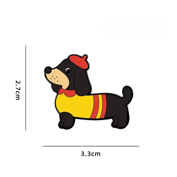 Broche Mignonne Teckel en Métal Écologique, Badge Artistique Chien Saucisson pour Décoration de Sac