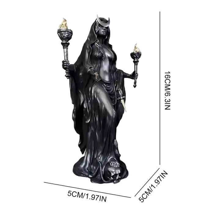 La sorcière de la nuit hécate déesse grecque avec ses chiens de Sculpture magique sous-monde lumière messager résine Statue
