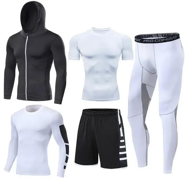 Survêtement de course pour hommes, ensemble de vêtements de Sport d'entraînement, de Fitness, Leggin