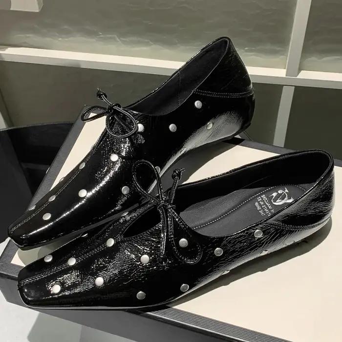Espadrilles à lacets en cuir de vachette pour femmes