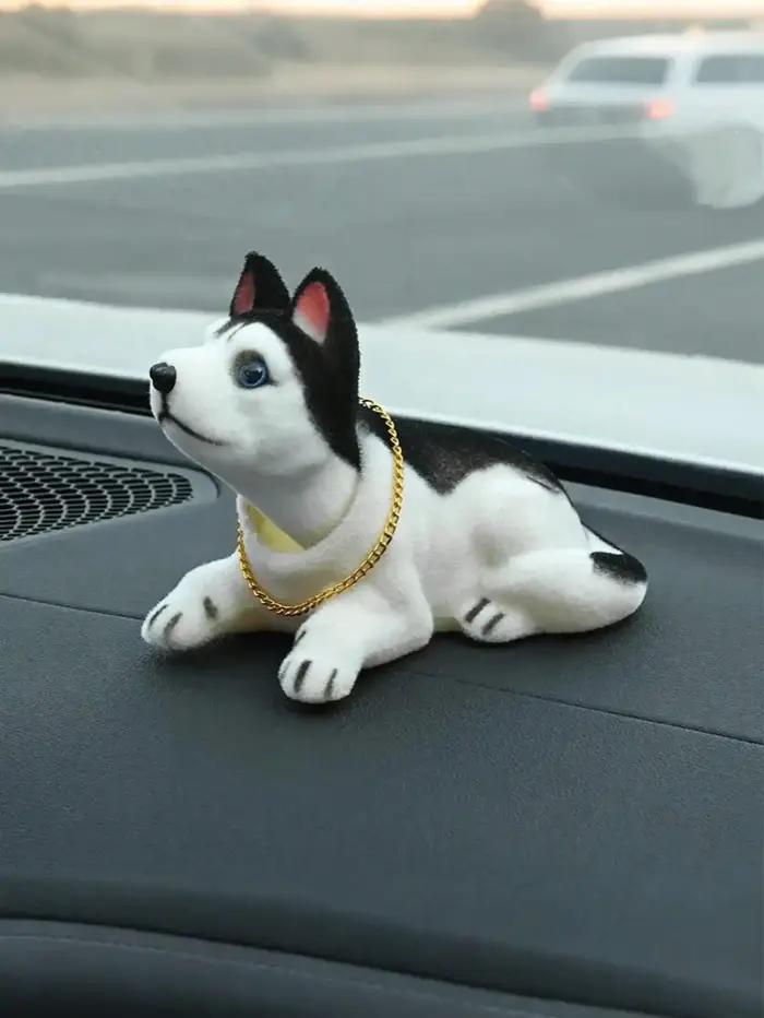 Décor de tableau de bord de chien hochant mignon, Statue créative en résine pour animaux de compagni