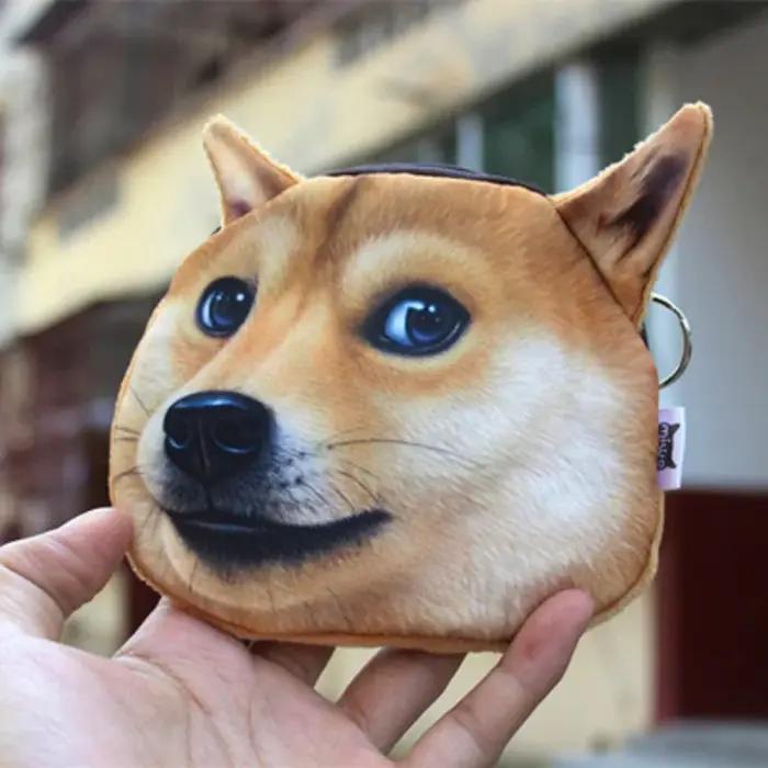 Nouveau dessin animé mignon Akita Husky chien porte-monnaie sac de rangement personnalité 3D Animal