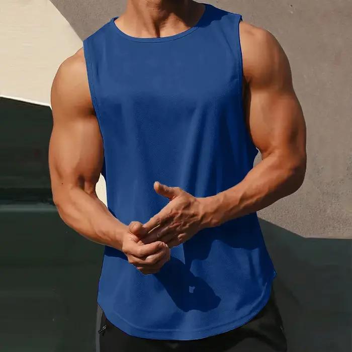 Débardeur d'été pour hommes en nylon respirant fitness jogging musculation sans manches col rond style décontracté sport activité extérieure