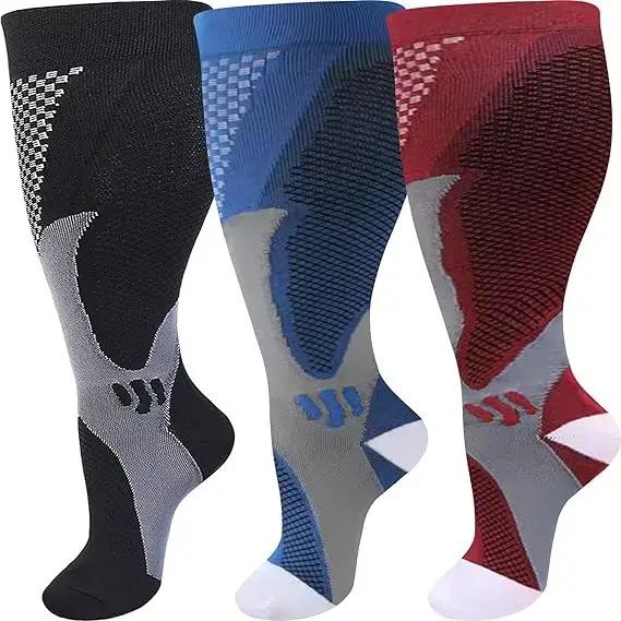 Chaussettes compression grande taille 3XL-7XL pour chasseurs mollets larges 15-20mmHg qualité professionnelle