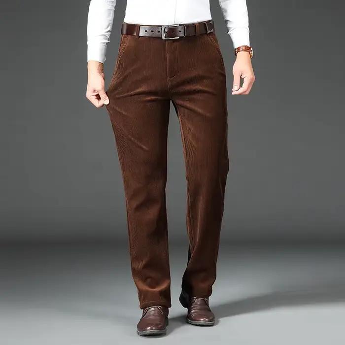 Pantalon velours côtelé hiver homme épais chaud stretch classique pour chasse élégante