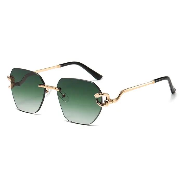 Lunettes de soleil tendance frameless pour chasse - Design irrégulier métal léopard personnalisé