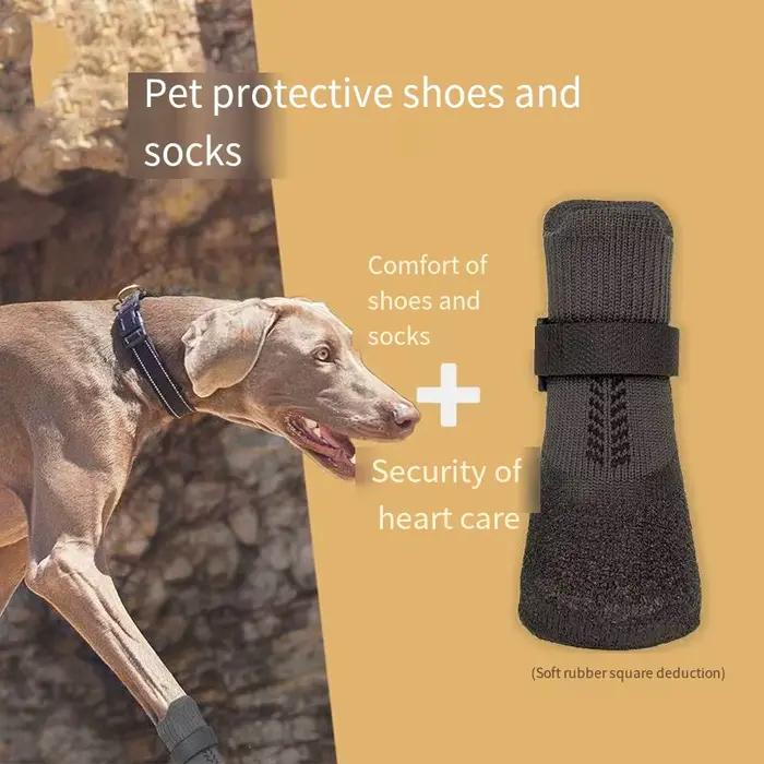 Bottes de neige antigel pour chiens en fil à tricoter et caoutchouc, chaussures hivernales pour animaux de compagnie, protection des pattes pour labrador et border collie