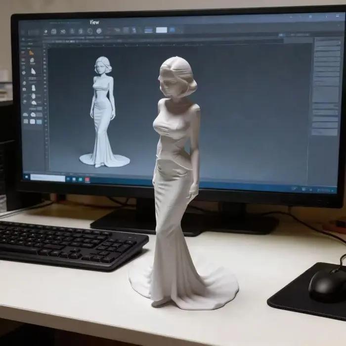Statue de déesse imprimée en 3D cheveux courts blancs robe de soirée élégante figurine de bureau moderne minimaliste occasions spéciales cadeau d'anniversaire mariage