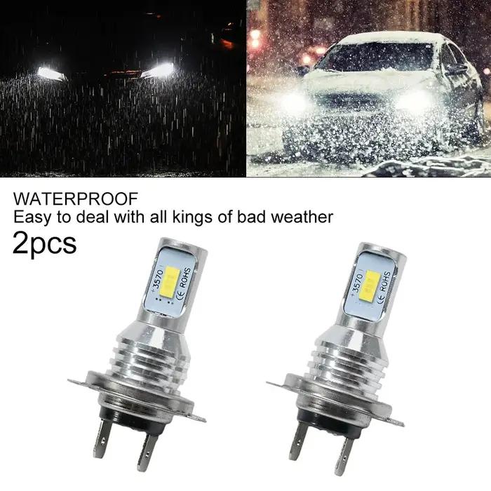 Ampoules de phares LED H7, feux de route et de croisement, 55W, 8000LM, 6000K, Super lumineux, pour