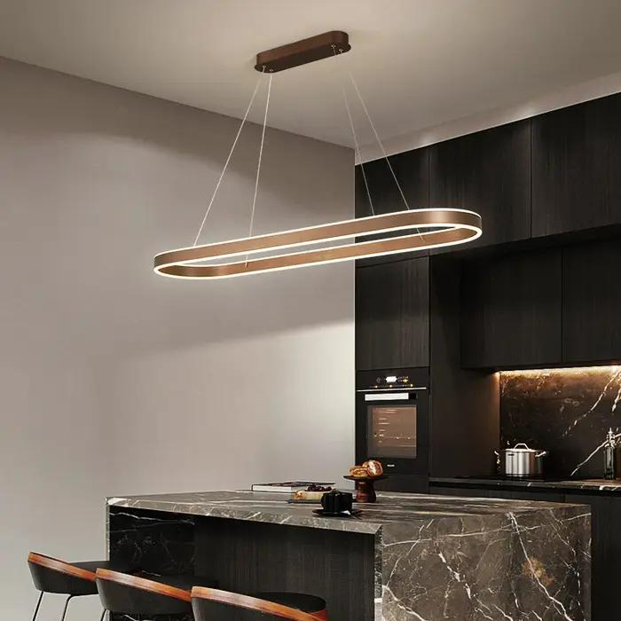 Lustre LED nordique en aluminium pour restaurant, idéal pour cuisine et salle à manger, éclairage su