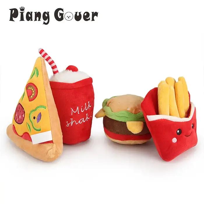 Jouet à mâcher en forme de frites et de hamburger pour petit chien