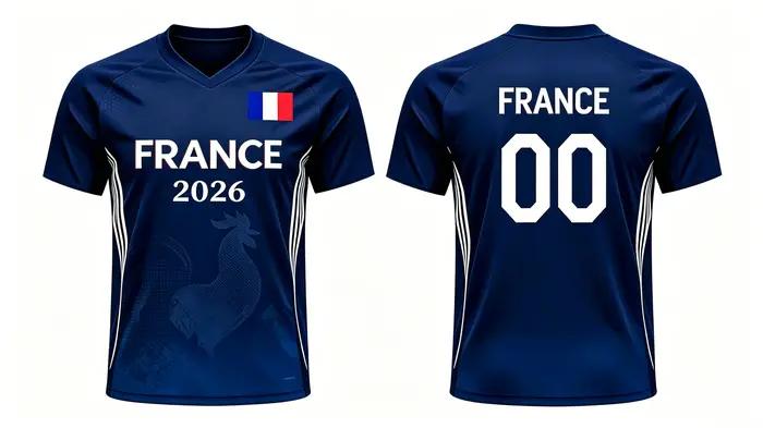 Maillot de football imprimé drapeau français 2026, T-shirt de sport à séchage rapide, uniforme d'entraînement pour supporters, livraison directe disponible