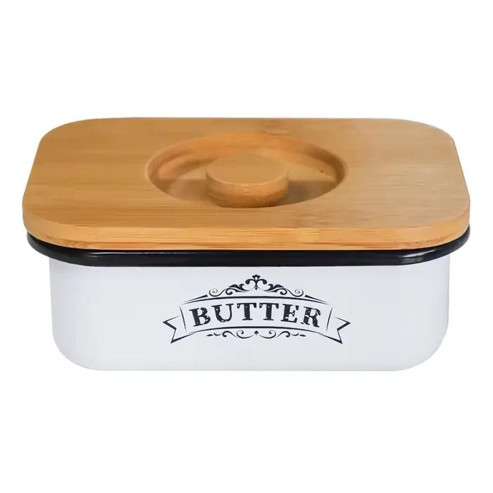 Beurrier avec Couvercle Style Campagne pour Plan de Travail, Boîte à Beurre en Métal avec Couvercle