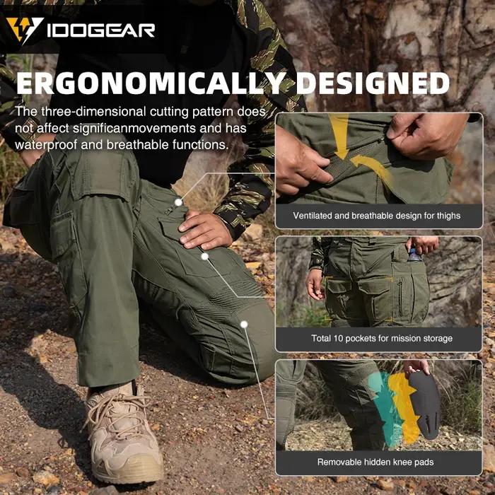Pantalon combat IDOGEAR G5 résistant déchirure coupe 3D imperméable multi-poches chasse entraînement