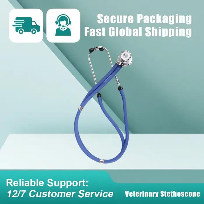 Stéthoscope vétérinaire en gros | Acier inoxydable à double tête | Tube épaissi de 61 cm | Bétail et animaux de