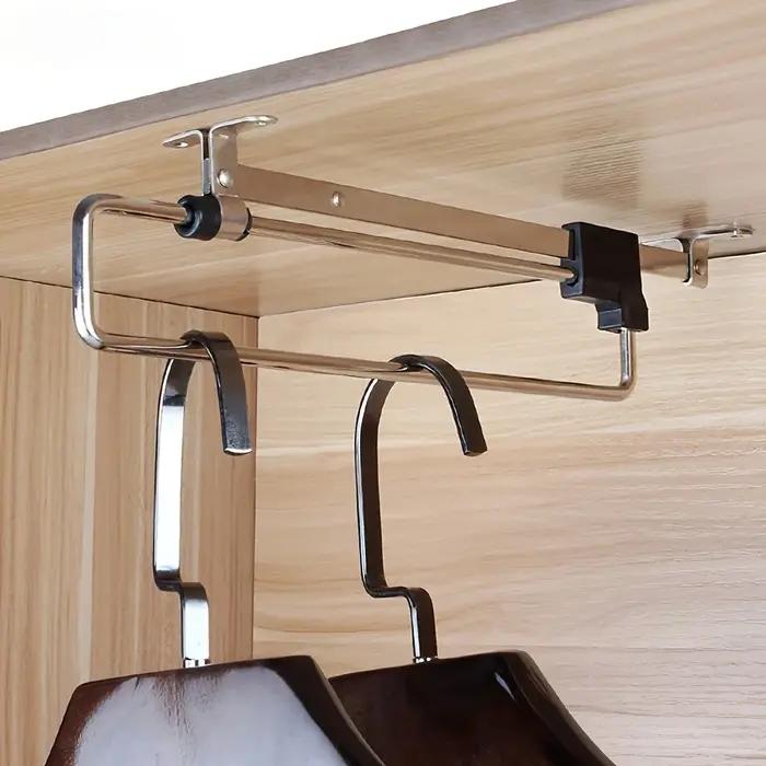 Rails de séchage réglables et pliables en acier au carbone gris clair pour armoires et supports de rangement élégants occasions quotidiennes-decoration-interieur