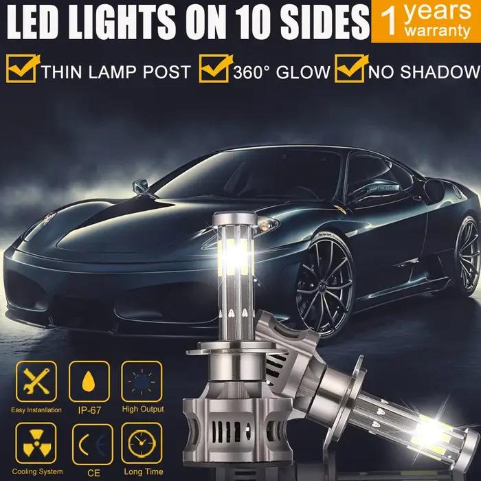 LED blanche intégrée pour voiture, feux de route et de illeur, H1, H7, H11, 360, 9005, 9012H4, 9006