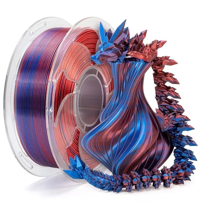 Filament d'impression 3D en PLA métallique coloré et scintillant pour modèles et accessoires finition métallique brillante multicolore occassions spéciales装饰去除后的内容如下: 将您的3D创作变成真正的艺术品 欢迎体验我们的PLA金属色打印线材,色彩鲜艳且闪耀。想象一下,您的模型和配件将变得光彩夺目、独一无二。具有金属光泽的多色表面处理,让您的创作在任何展览上都能成为焦点。无论您是才华横溢的设计师还是热衷于创造的爱好者,这种线材都是为您准备