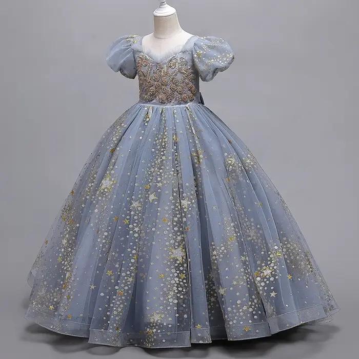 Robe de mariée à fleurs pour filles, longue, sans manches, princesse arc-en-ciel, cadeau d'hôte, pro