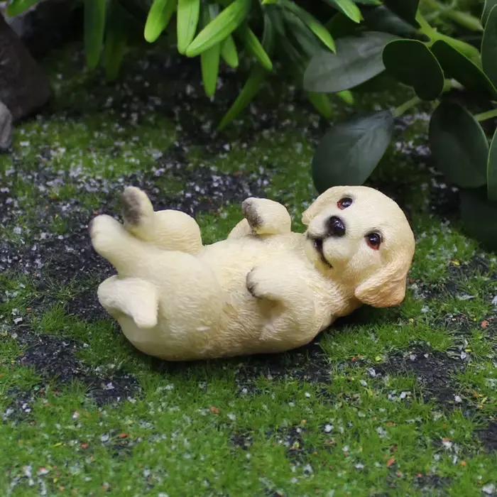 Figurine Miniature réaliste de chien de chiot de Golden Retrievers pour les décorations de maison et de jardin en résine