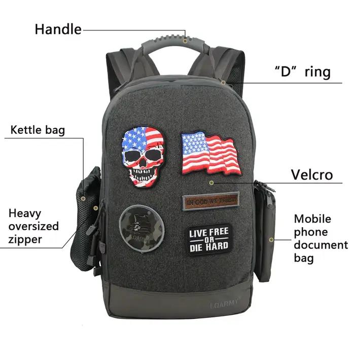 Sac à dos militaire étanche 35L pour homme, multifonction avec compartiment ordinateur portable extérieur