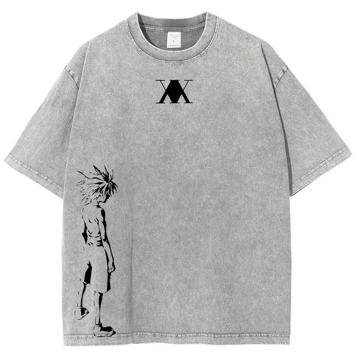 HUNTER × HUNTER Manga T-shirt graphique pour hommes femmes vêtements Killua Zoldyck imprimé lavé surdimensionné T-Shirt à manches courtes coton T-Shirt