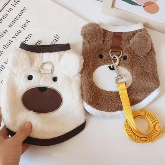 Vêtements d'hiver pour chiens motif ours sans manches chauds et confortables pour chiots et animaux de compagnie utilisation en extérieur pour promenades et froid intense