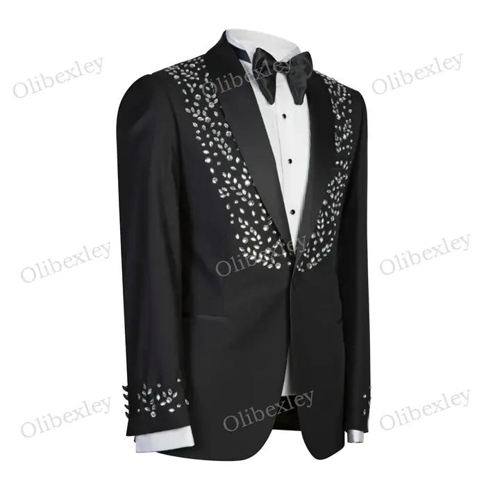 Smokings noirs pour hommes costumes noirs 2 pièces personnalisé Elegante haute qualité Slim Fit homm