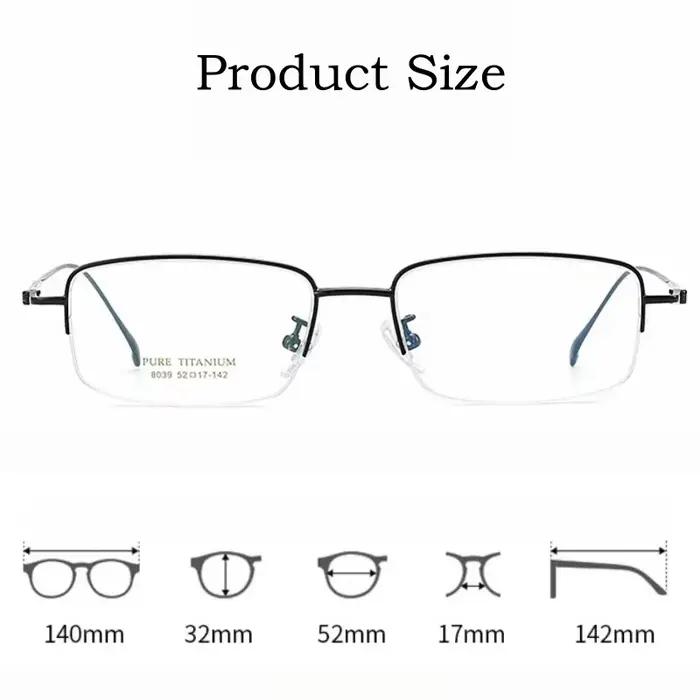 YIMARUILI Ultra-léger affaires luxe optique-lunetterie rétro carré pur titane Prescription demi-mont