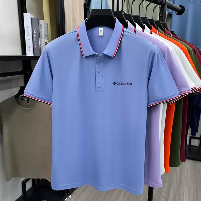 Polo rayé pour homme style Columbia été 2026 – T-shirt décontracté à manches courtes en tissu anti-plis et doux pour la peau