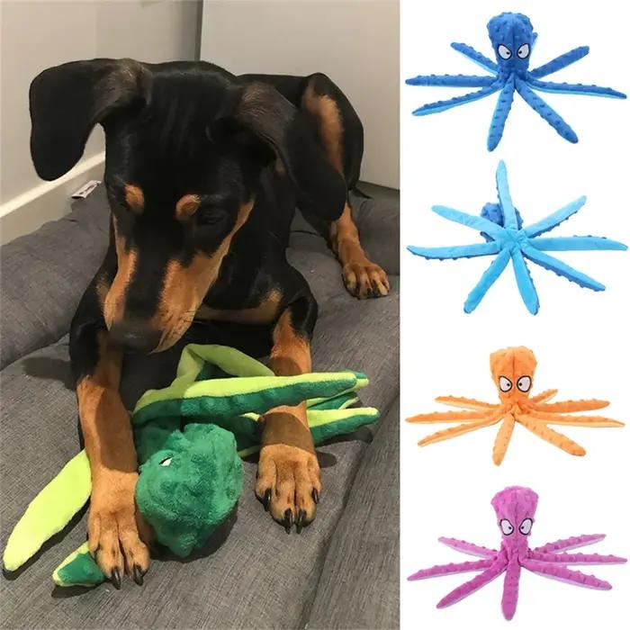 Jouet à mâcher pour chiot en peluche en forme de pieuvre