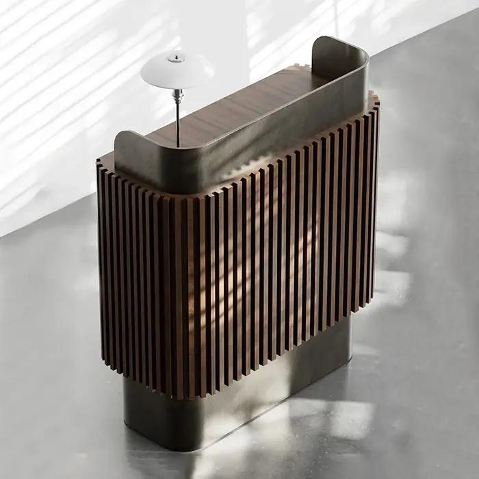 Comptoir d'accueil simple et moderne pour restaurant, en acier inoxydable, postes de travail de caisse, mobilier de réception