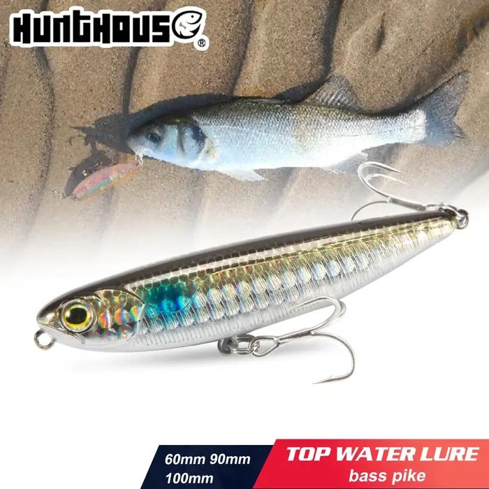Hunthouse flottant Topwater crayon leurre de pêche 60mm 90mm 100mm Surface dur appât WTD eau salée pour brochet bar truite matériel de poisson