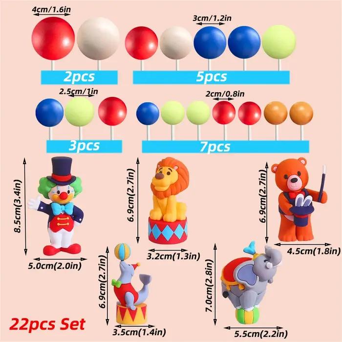 Décoration de gâteau sur le thème du cirque avec Clown, Lion, Éléphant, Lion de Mer, Magicien et Ours pour fêtes d'anniversaire, baptême et révélation du sexe des enfants