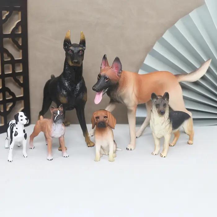 Multi races Miniature Boxer bouledogue Schnauzer chiot chien Animal Figurine modèle Figurines jouet pour animaux de compagnie décoration de la maison ornement