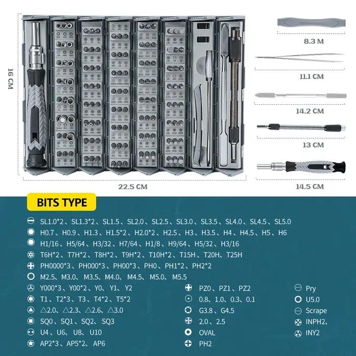 Jeu de tournevis de précision 126 en 1, kit d'outils manuels, mini petit embout magnétique, réparati
