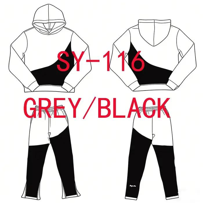 116 Jogging Streetwear sweats à capuche pantalon ensemble survêtement hommes vêtements Y2k coton