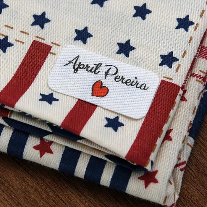 Étiquettes en coton personnalisées-fer à repasser et à coudre