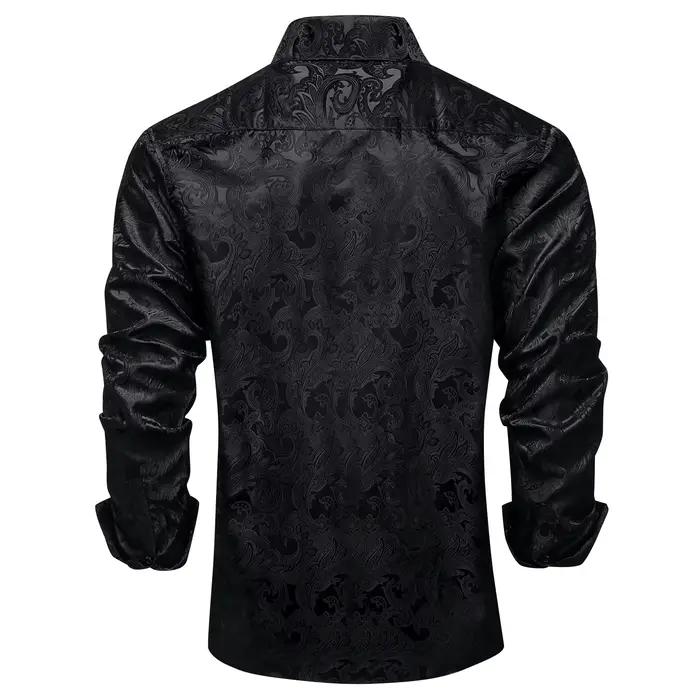 Chemises habillées de luxe pour hommes à manches longues en polyester, col rabattu, motif cachemire,