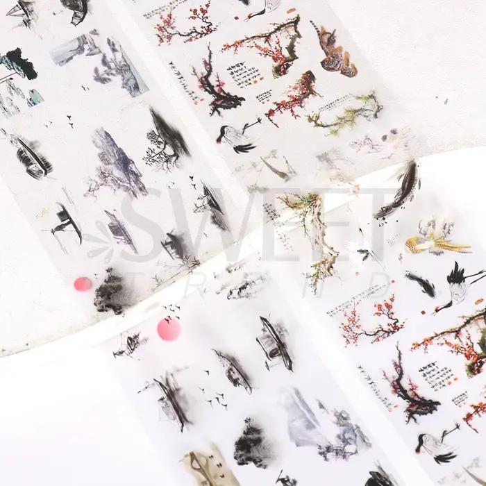 10 pièces feuilles à ongles caractère chinois grue bambou or poisson fleur Style chinois curseur aut