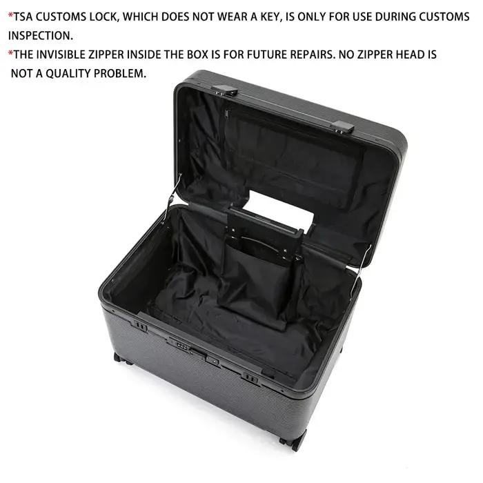 Valise à cadre en alliage d'aluminium, valise à roulettes portable ABS à ouverture supérieure, roues