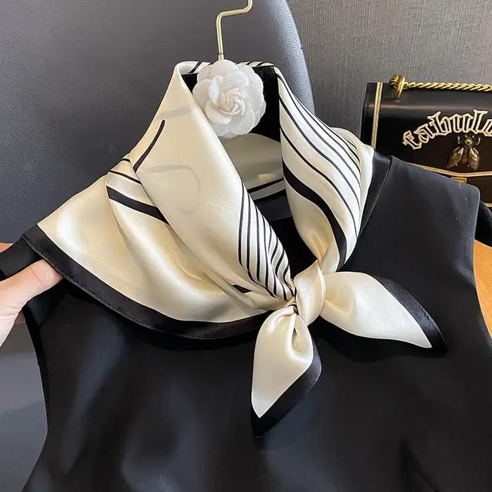 Group châle injSquare design pour femme, écharpe pour femme, ruban de cheveux, marque de luxe, bande