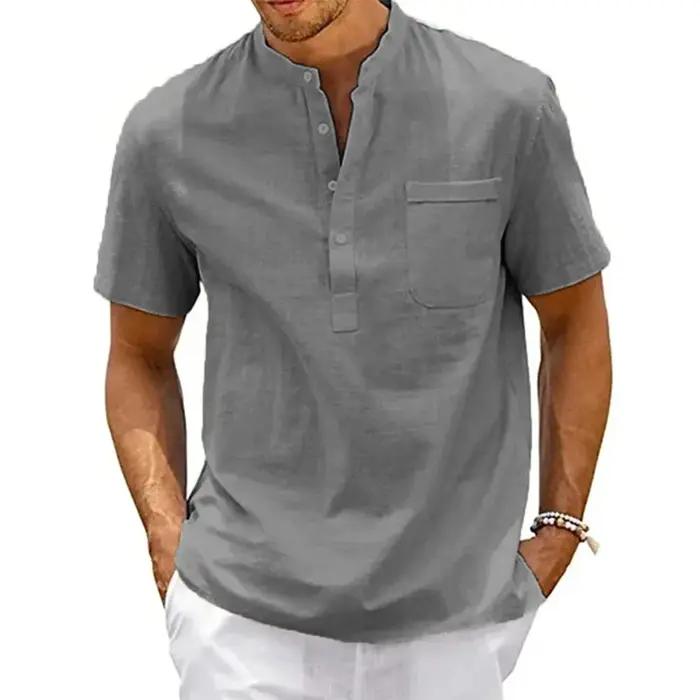 Chemise en coton et lin pour hommes