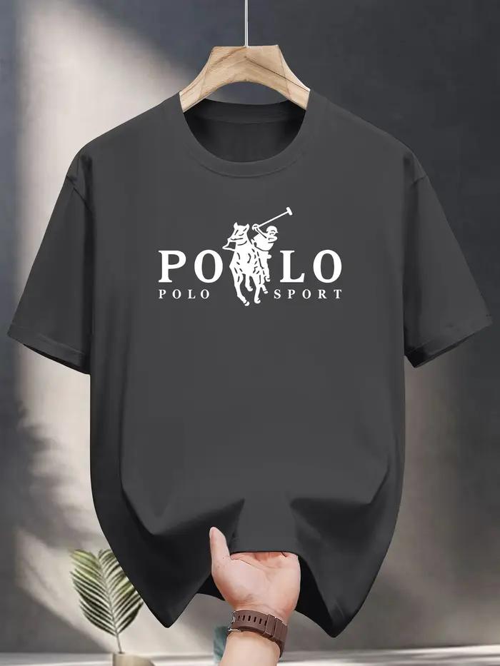 T-shirt décontracté pour homme avec logo d'équitation imprimé