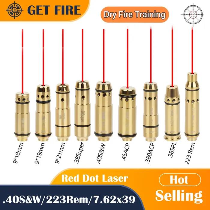9mm/.380ACP/.40S & W/223Rem/7.62x39 Laser formation balle feu sec formateur cartouche tactique point rouge Lasers formation alésage vue