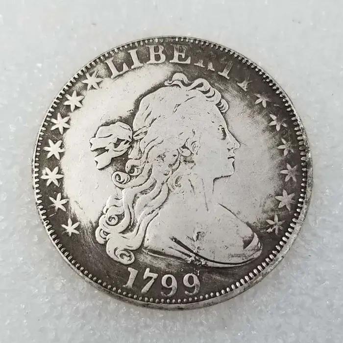 Artisanat en Bronze 1799 pièce commémorative tête et arrière Antique argent Dollar maison Collection à long terme décora