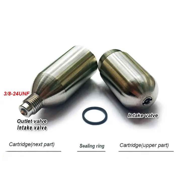 Recharge cartouche de CO2 rechargeable amovible réutilisable avec capsule de bouteille de gaz filetée et non